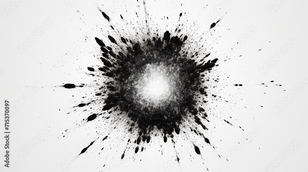 black and white illustration of a circular fire explosion in the middle ...
