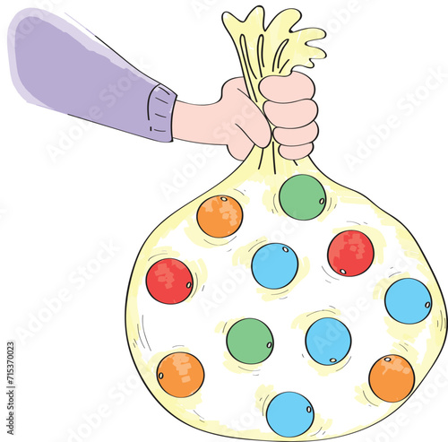 Drawing colored balls from the bag. Probability in mathematics.