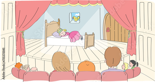 Parents watching the theater play performed by their children.