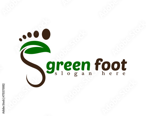 creative foot and leaf logo design template