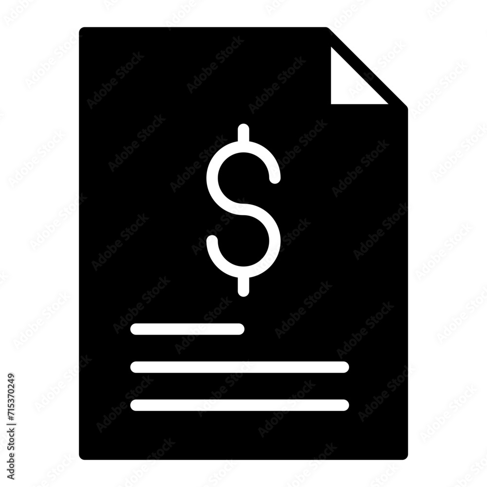 Dollar Document solid glyph icon Dollar Document solid glyph icon