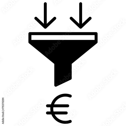 Euro Funnel solid glyph icon