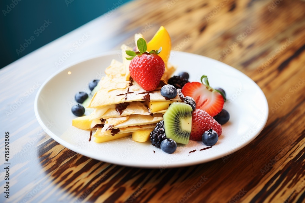 sweet dessert quesadilla with chocolate and fruit sweet dessert quesadilla with chocolate and fruit
