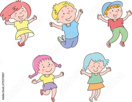 Happy kids running around having fun.