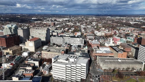 Drone footage of the cityscape of Trenton the Capital city of New Jersey in Mercer County, USA photo