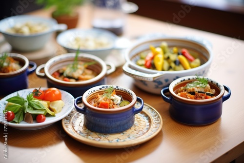 individual ratatouille servings in mini cocotte dishes