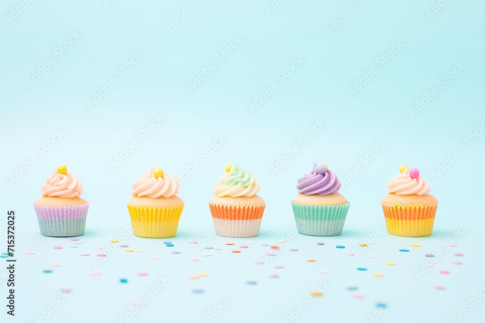 mini cupcakes on pastel gradient background mini cupcakes on pastel gradient background
