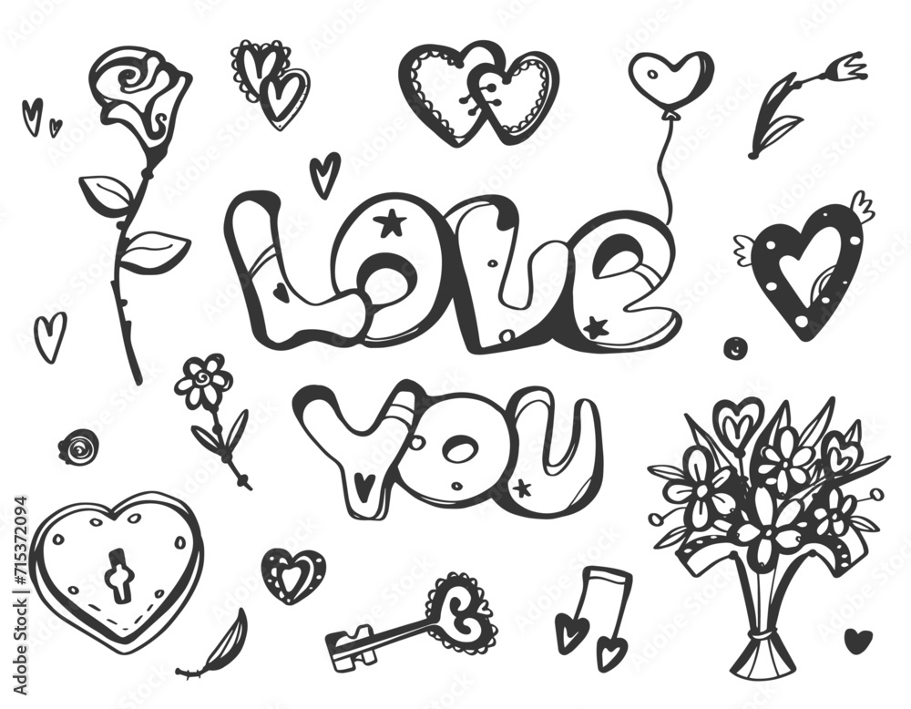 Set of vector doodles with the sign Set of vector doodles with the sign