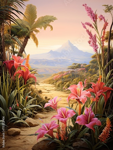 Blooming Desert Florals  Tropical Oasis and Desert Flower Artwork