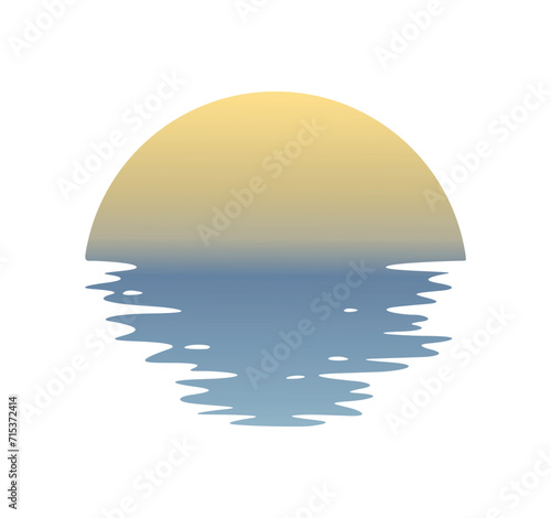 Night landscape with moon and lake.