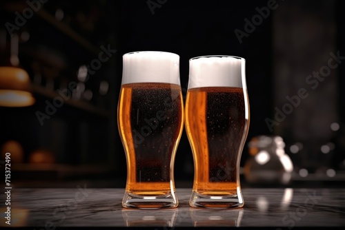 Dark table with beer glasses