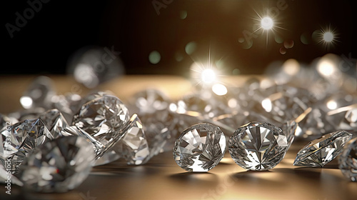 Diamonds Arranged on Table, Sparkling Gems in a Beautiful Display