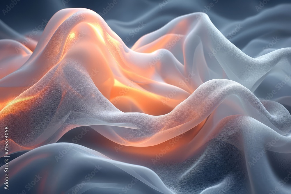 Obraz premium Texture, background, gradient frosted glass, flowing, transparent, elegant curves, coconut milk and peach fuzz pantone colors 