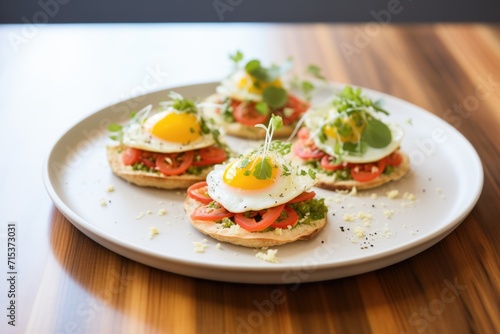 breakfast sopes with egg and tomato on top