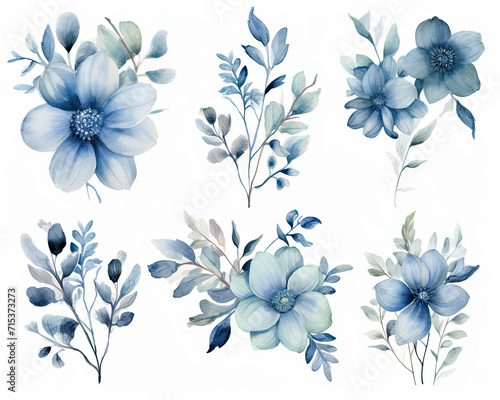 Vibrant Blue Flower Bouquet in Front of White Background