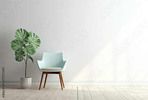 Chair and Potted Plant in Room, A Simple and Green Interior Design Element © Paulina