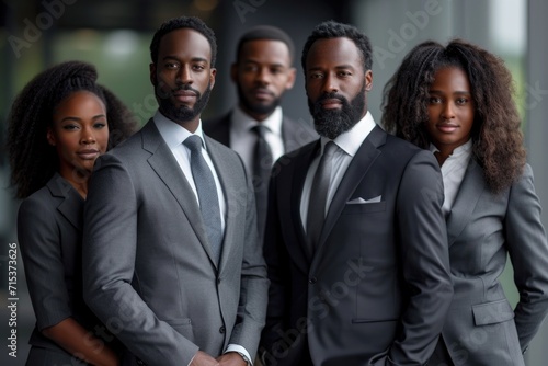 A group of business African Americans in an office suit. The Management team