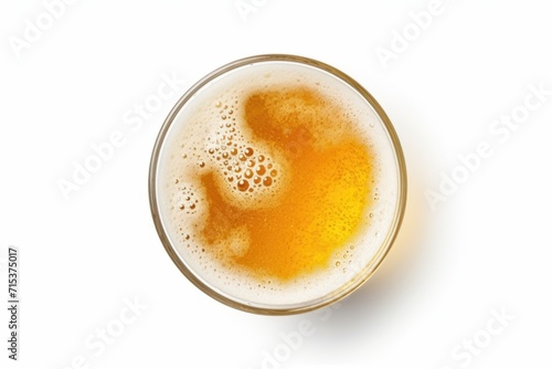 Isolated top view of beer glass on white background.