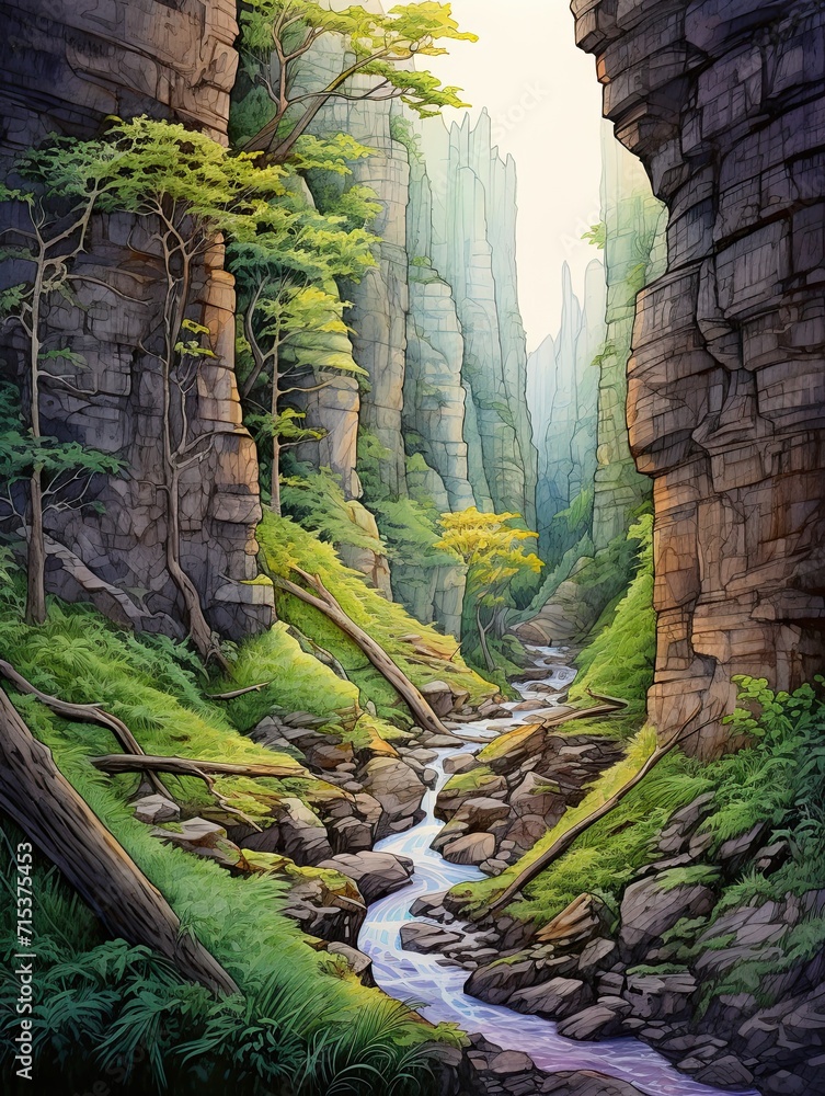 Obraz premium Cascading Canyon Rivers: Serene Pathways and Flowing Trails
