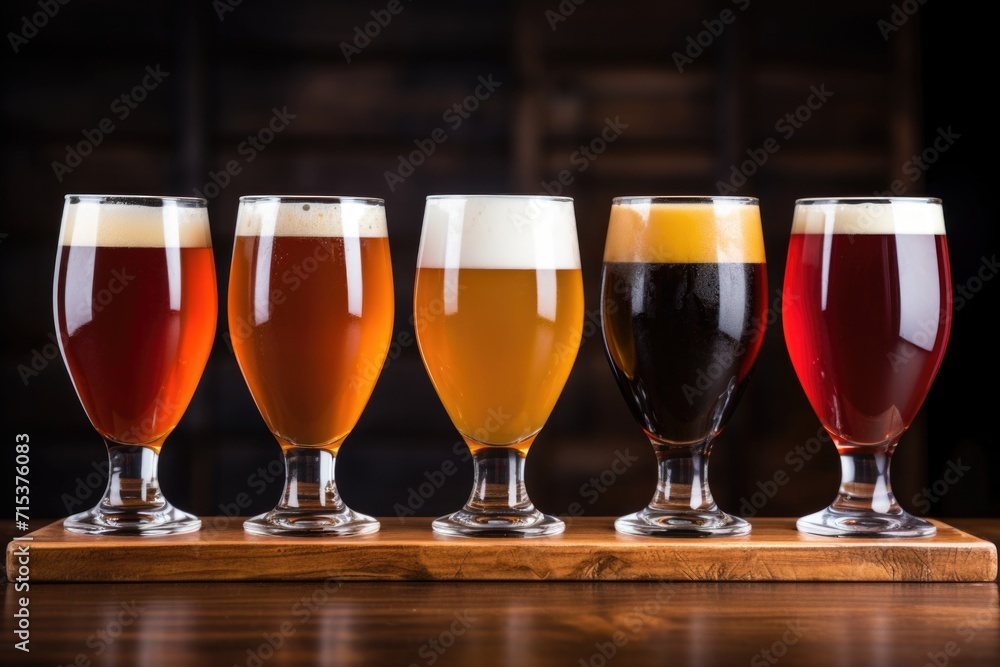 Variety of craft beers on bar counter. Variety of craft beers on bar counter.