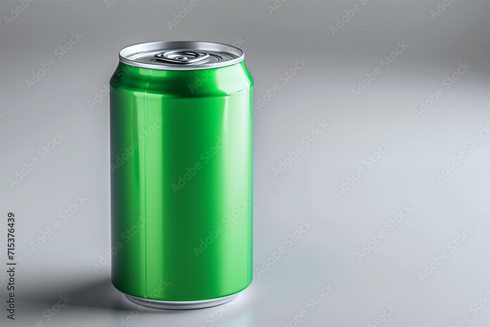 An AI generative image of green mock up can on plain background. An AI generative image of green mock up can on plain background.