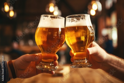 Men enjoying draft beer at pub