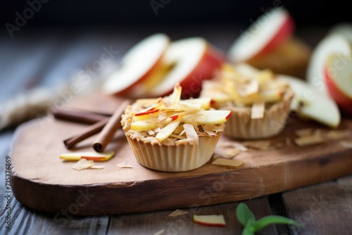 gluten-free apple cinnamon muffins with apple slices on top photo