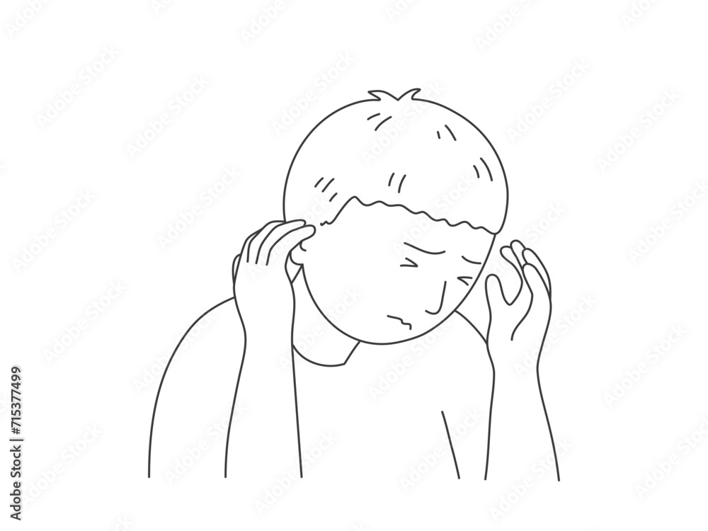 Isolated of headache man in flat vector illustration. Isolated of headache man in flat vector illustration.