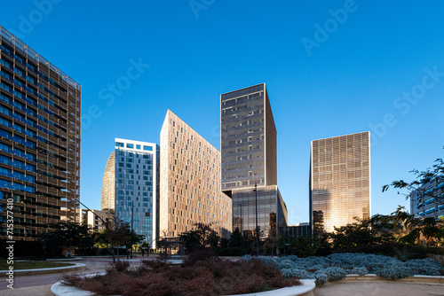 Cityscape of office buildings in the Poblenou district in the city of Barcelona capital of Catalonia in Spain photo