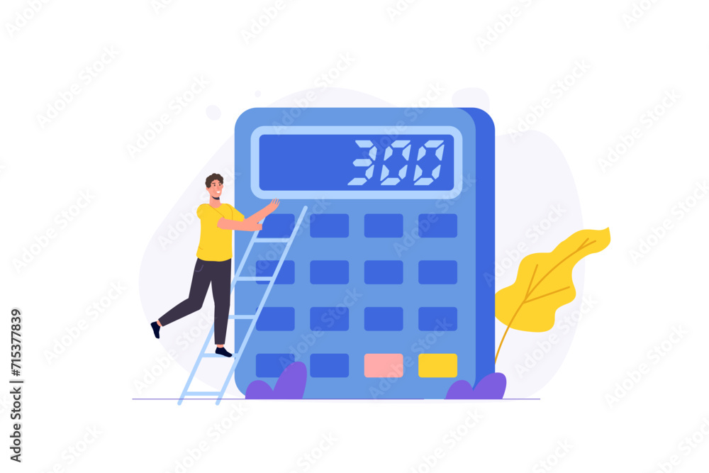 Man with big calculator. Vector illustration. Man with big calculator. Vector illustration.
