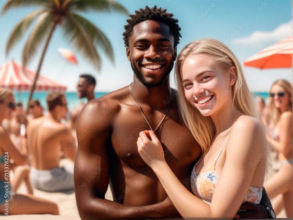 Vibrant meeting on the shore