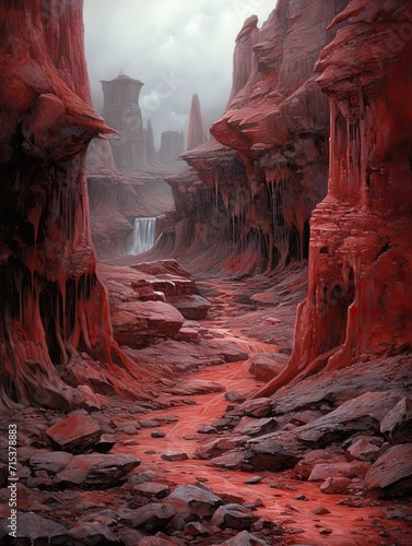 Crimson Badlands Scenes: Eroded Landscapes Unveiling Nature's Raw Beauty