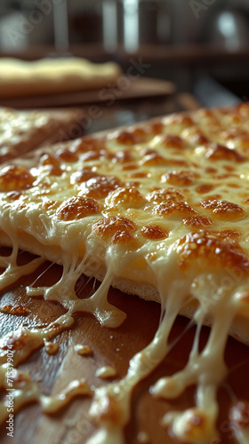 Pizza slices golden baked oven, delicious melted cheese. AI Generative