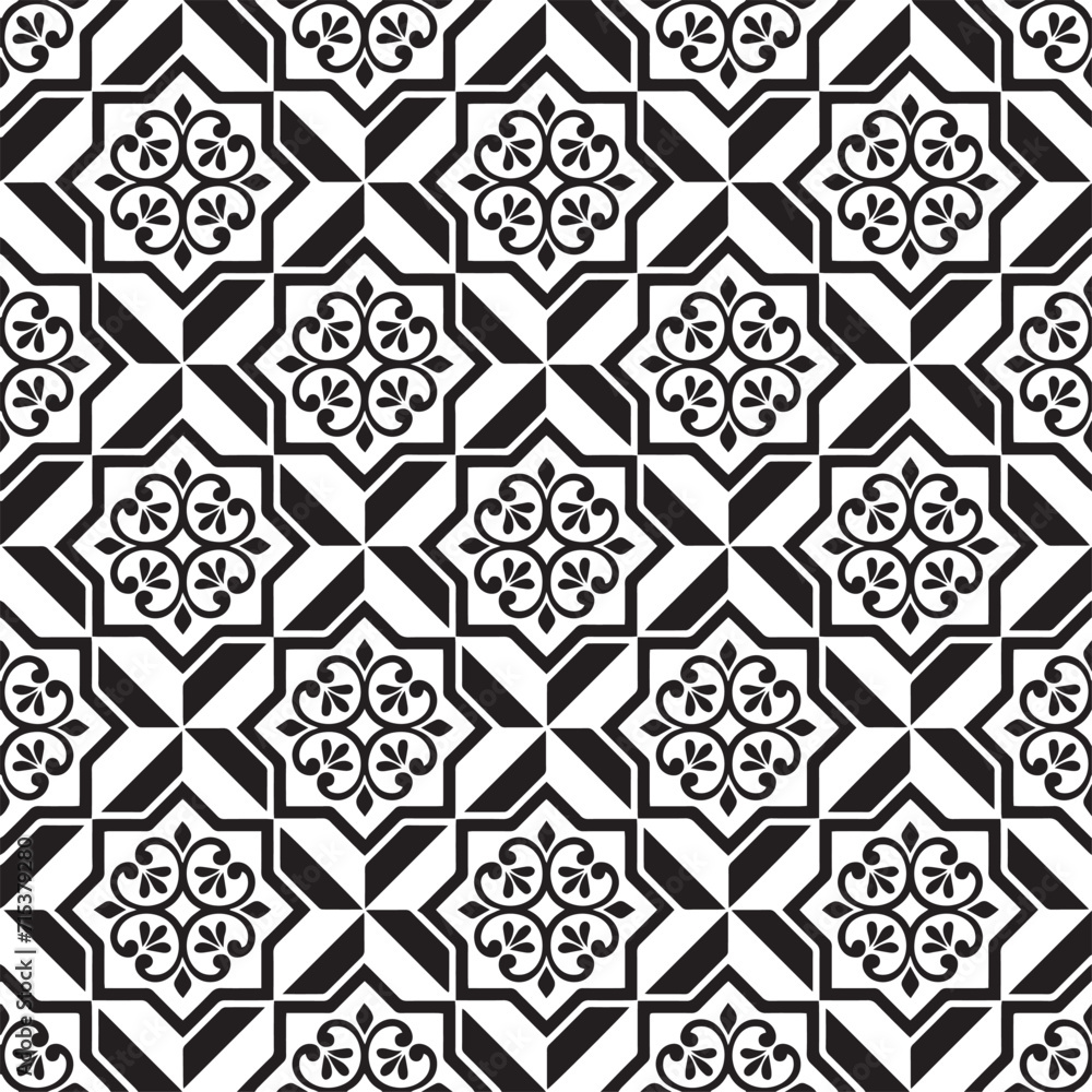 Fototapeta premium Abstract geometric seamless pattern. Black and white. Modern stylish texture. Vector background