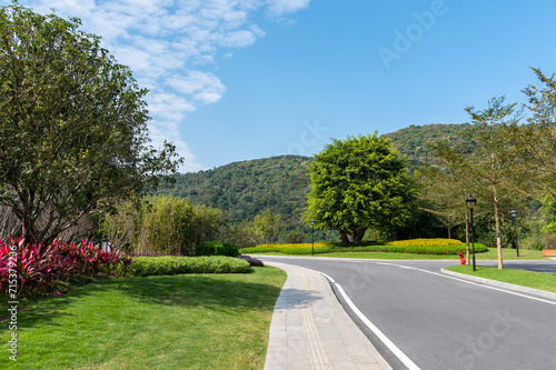 Clean roads and roadside meadows in the countryside