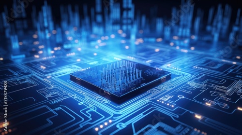 3D rendering of electronic circuit board and modern computer technology. Generate AI image