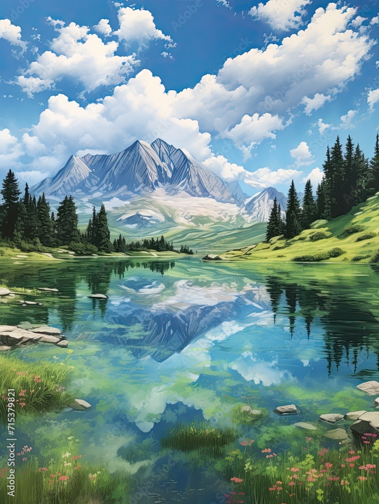 Crystal Clear Alpine Lakes: A Breathtaking Artwork of Sky, Clouds, and Alpine Horizons