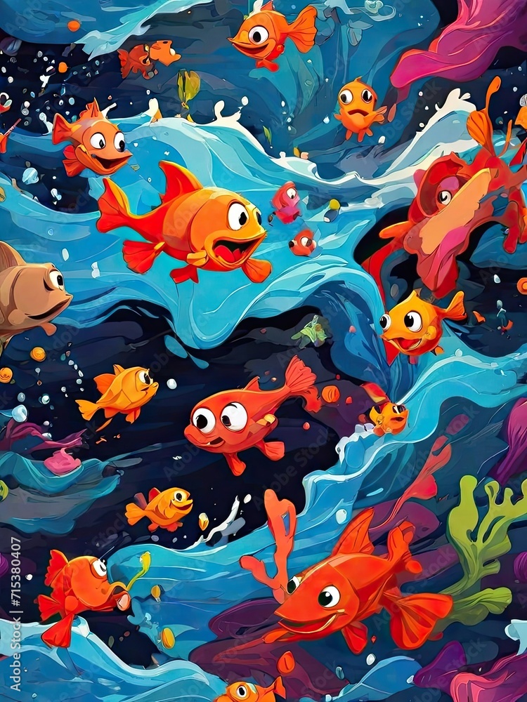 Obraz premium pattern with fishes