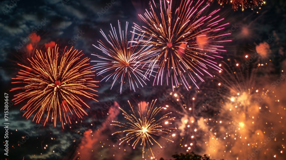 Fototapeta premium background of colorful fireworks in the sky