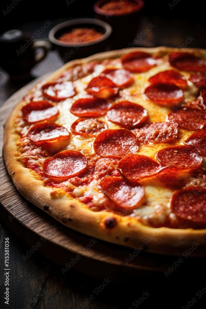 Pepperoni pizza delicious food close up Pepperoni pizza delicious food close up