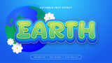 Blue green and white earth 3d editable text effect - font style. Colorful text style effect