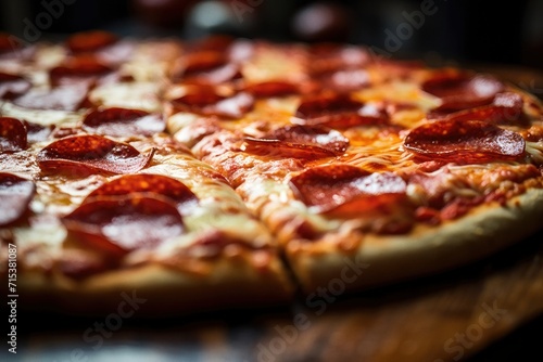 Pepperoni pizza delicious food close up