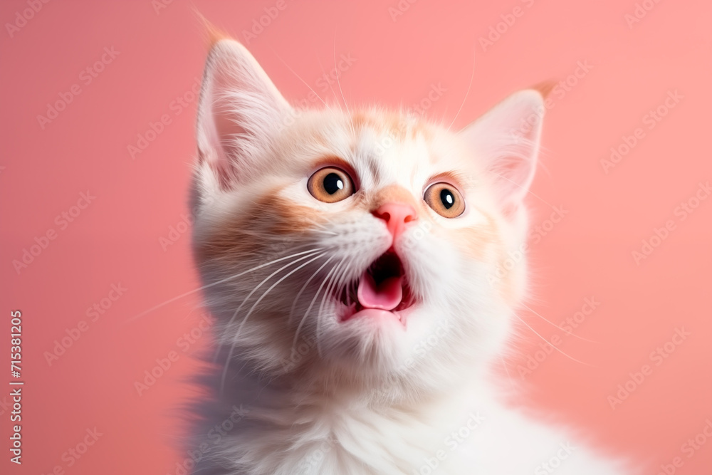 Portrait of a white-red kitten with beautiful blue eyes, looking straight ahead. Generated Ai Portrait of a white-red kitten with beautiful blue eyes, looking straight ahead. Generated Ai