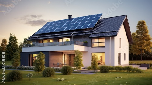 solar panels in front of house