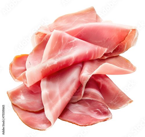 Pork ham slices isolated.