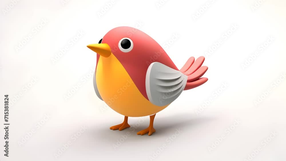 Chirpy Delight: A Whimsical Bird in Soft Pop Style Chirpy Delight: A Whimsical Bird in Soft Pop Style