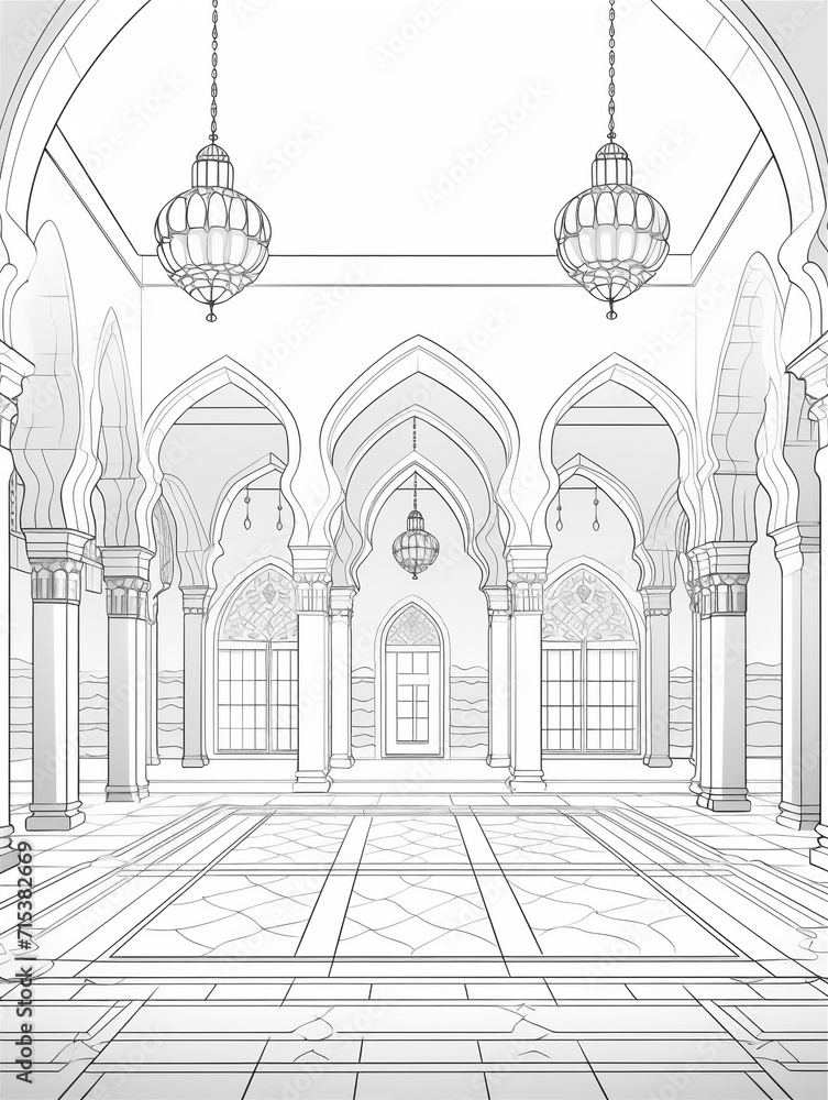 Coloring pages of Mosque