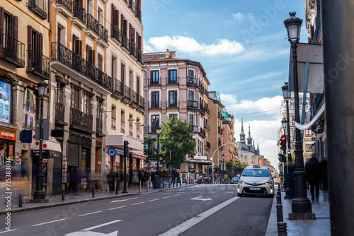 A populated street in Madrid, Spain. January 2024. Long exposure shot © Juan Carlos Alonso