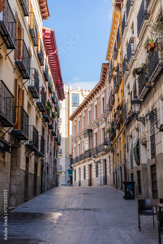 Fototapeta Naklejka Na Ścianę i Meble -  Narrow street in Madrid city downtown