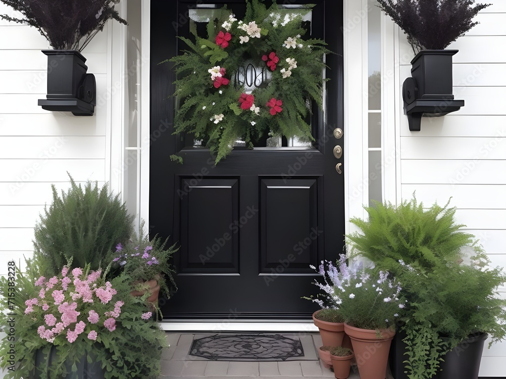 Naklejka premium modern interior door with flowers